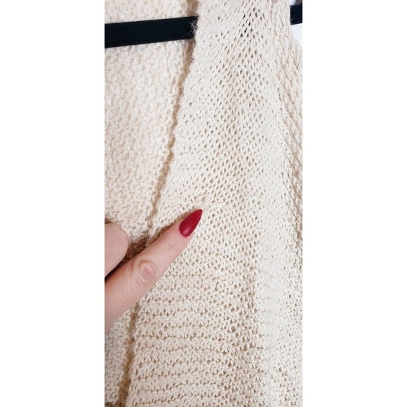 Moche Lifestyle Alpaca Blend Cascade Vest Open Knit Oatmeal Lightweight NEW - Picture 8 of 12